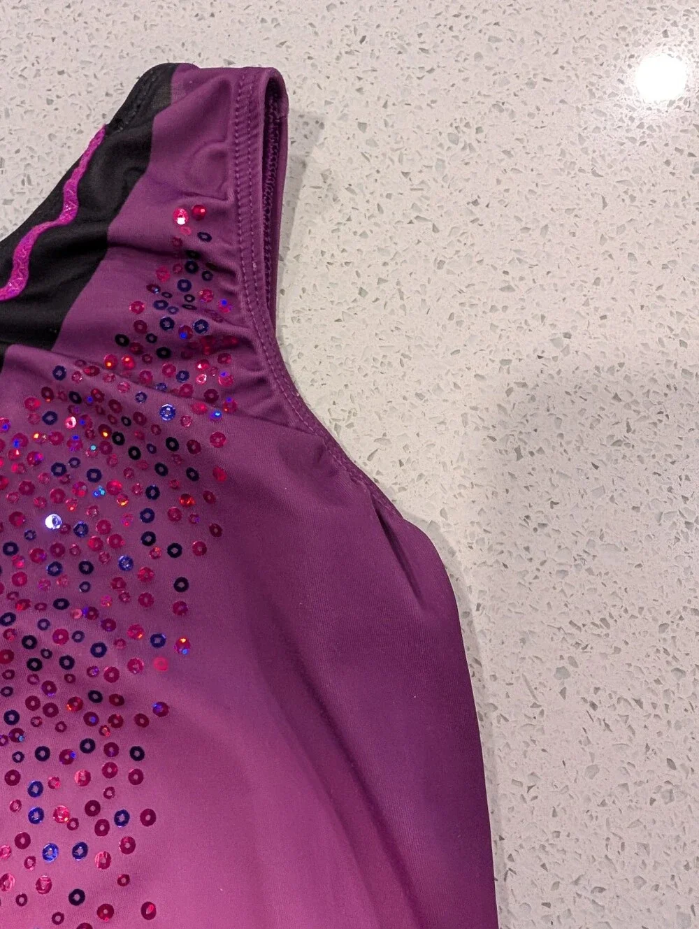 BLUSHING BEAUTY GK ELITE Gymnastic Dance Leotard CL LARGE OMBRE Pink Purple $51